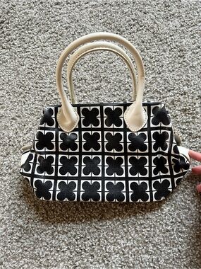 Liz Claiborne Black and Cream Graphic Mini Top-Handle Bag